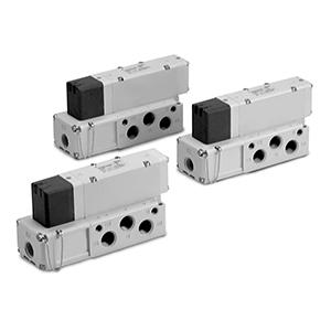VQC4000, 5 Port Solenoid Valve, Base Mounted, Plug-in