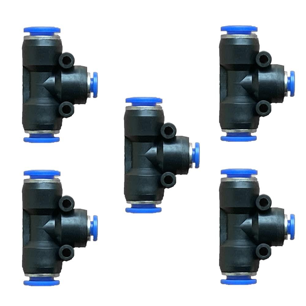 5 Pcs 8mm x 4mm x 8mm Pneumatic T Shaped 3 Way Tube Reducer Connector,Quick Push to Connect