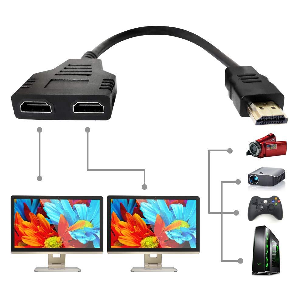 Marmoin HDMI Cable Splitter 1 in 2 Out HDMI Adapter Cable HDMI Male to Dual Female 1 to 2 Way