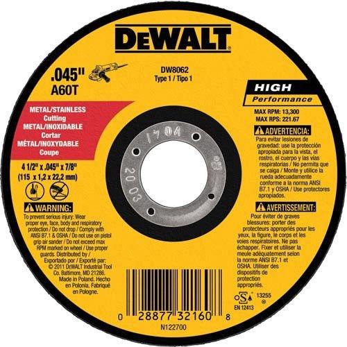 DEWALT 4-1/2 Inch Cut-Off Wheel, Angle Grinder Cutting Disc, Aluminum Oxide Grit, General