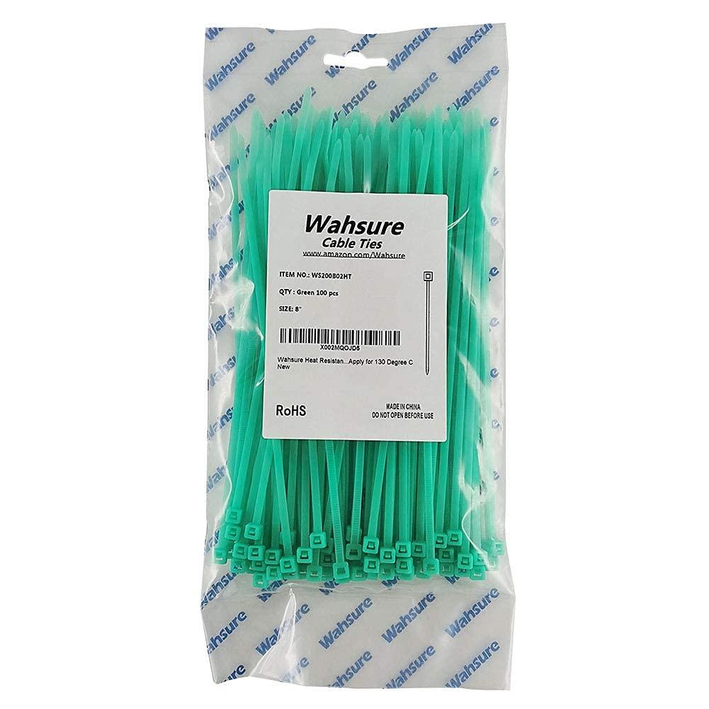 Extreme High Heat Resistant Cable Zip Ties 8 Inch Heavy Duty Green Zipties 100pcs,Weather
