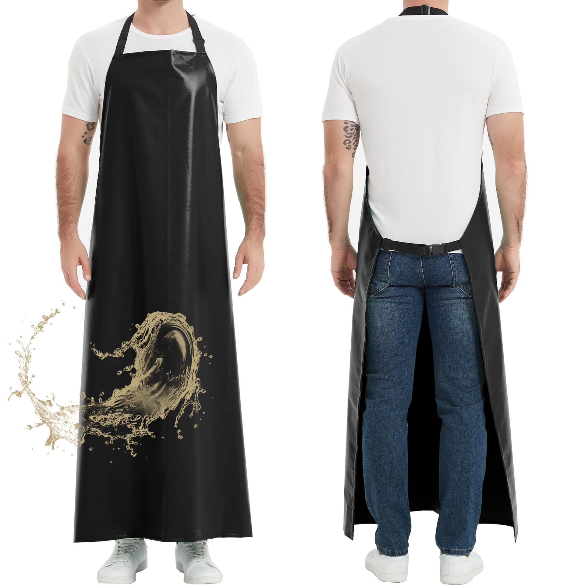 FunChaos Thicker Rubber Apron, Extra Long Adjustable Apron, Heavy Duty OilandChemical