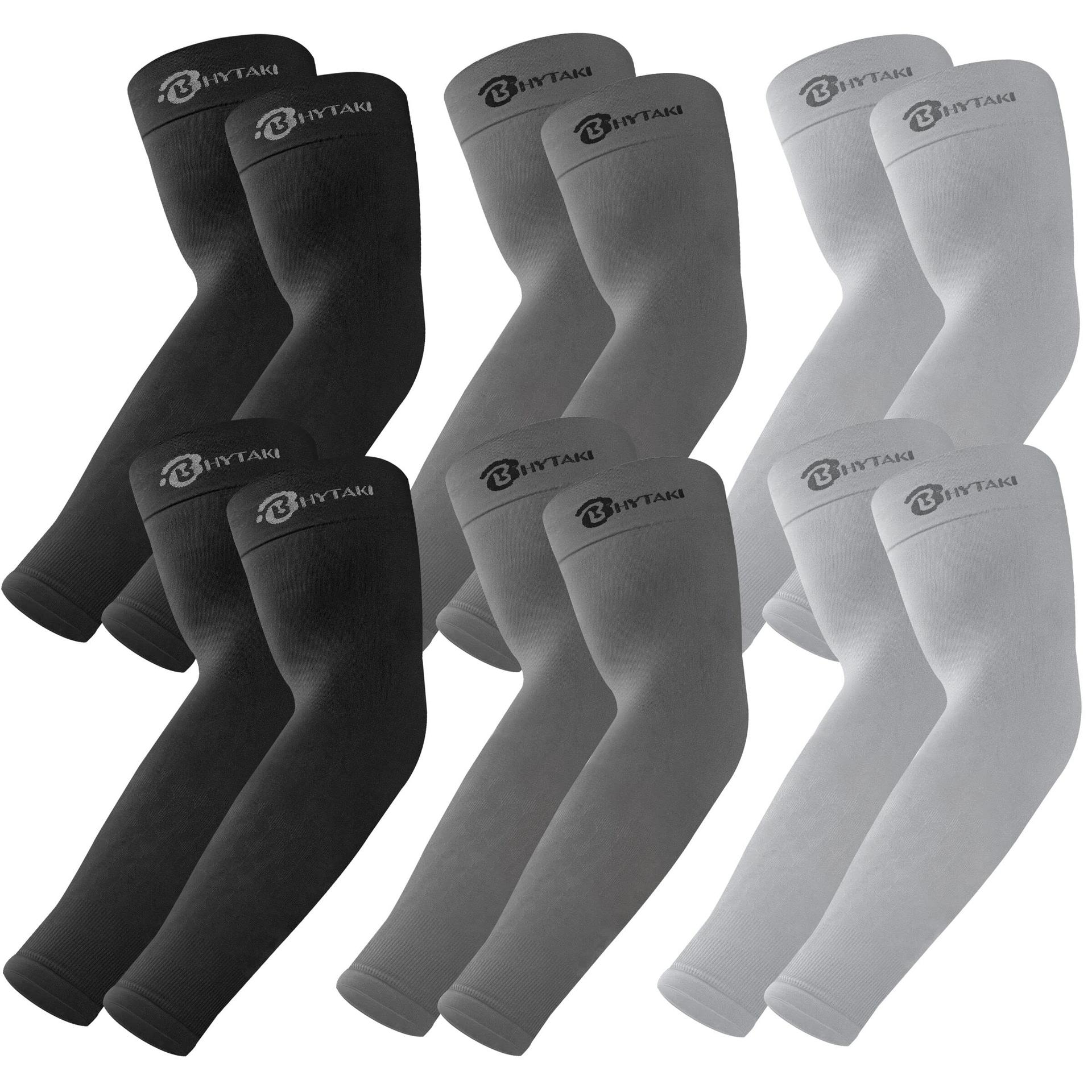 BHYTAKI 6 Pairs UV Sun Protection Arm Sleeves, UPF 50 Sports Cooling Arm Compression Sleeves