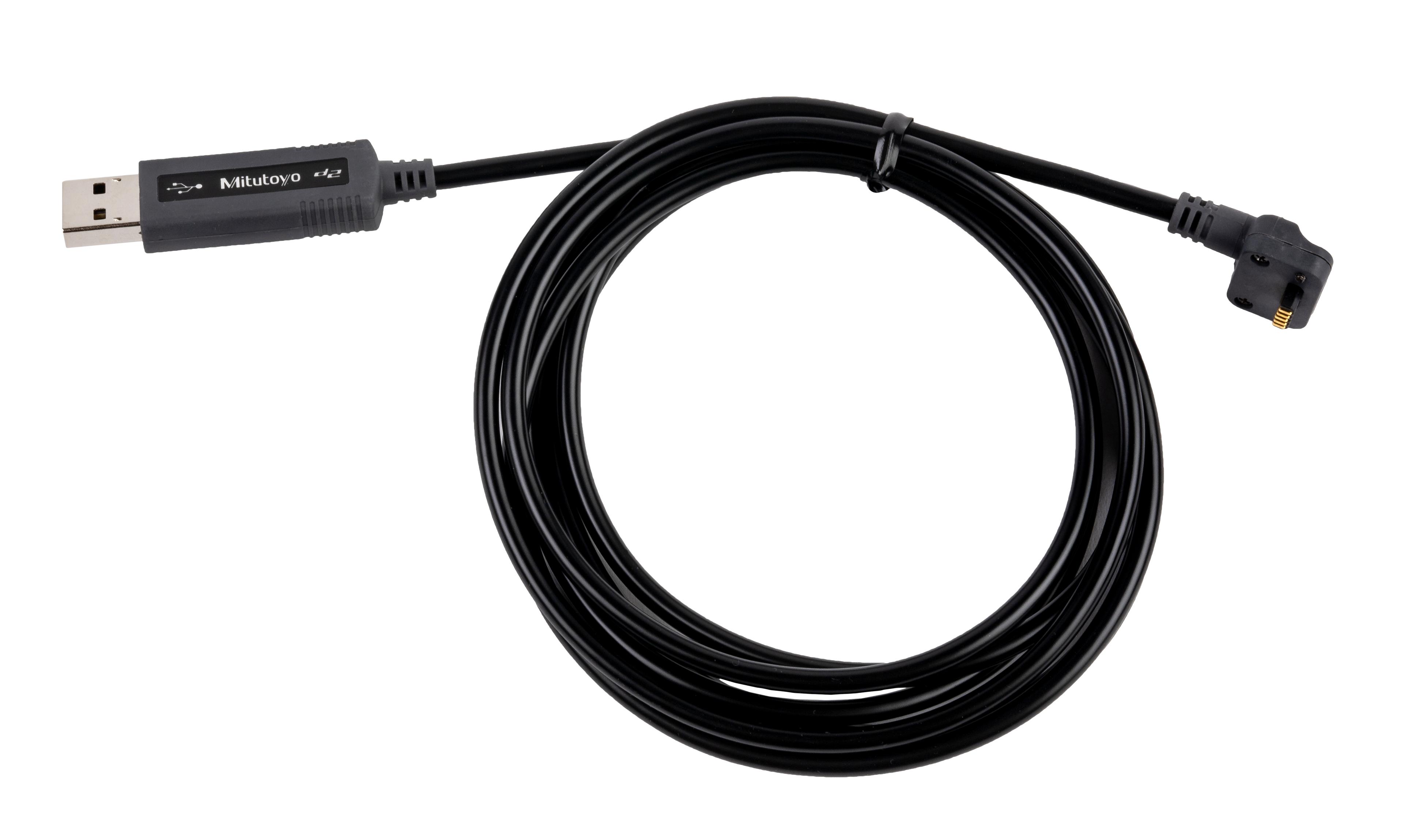 Mitutoyo, 06AFM380B, USB Data Input Tool, Connector B, incorporates a data switch, so the tool is usable regardless of whether or not the measuring instrument has a switch