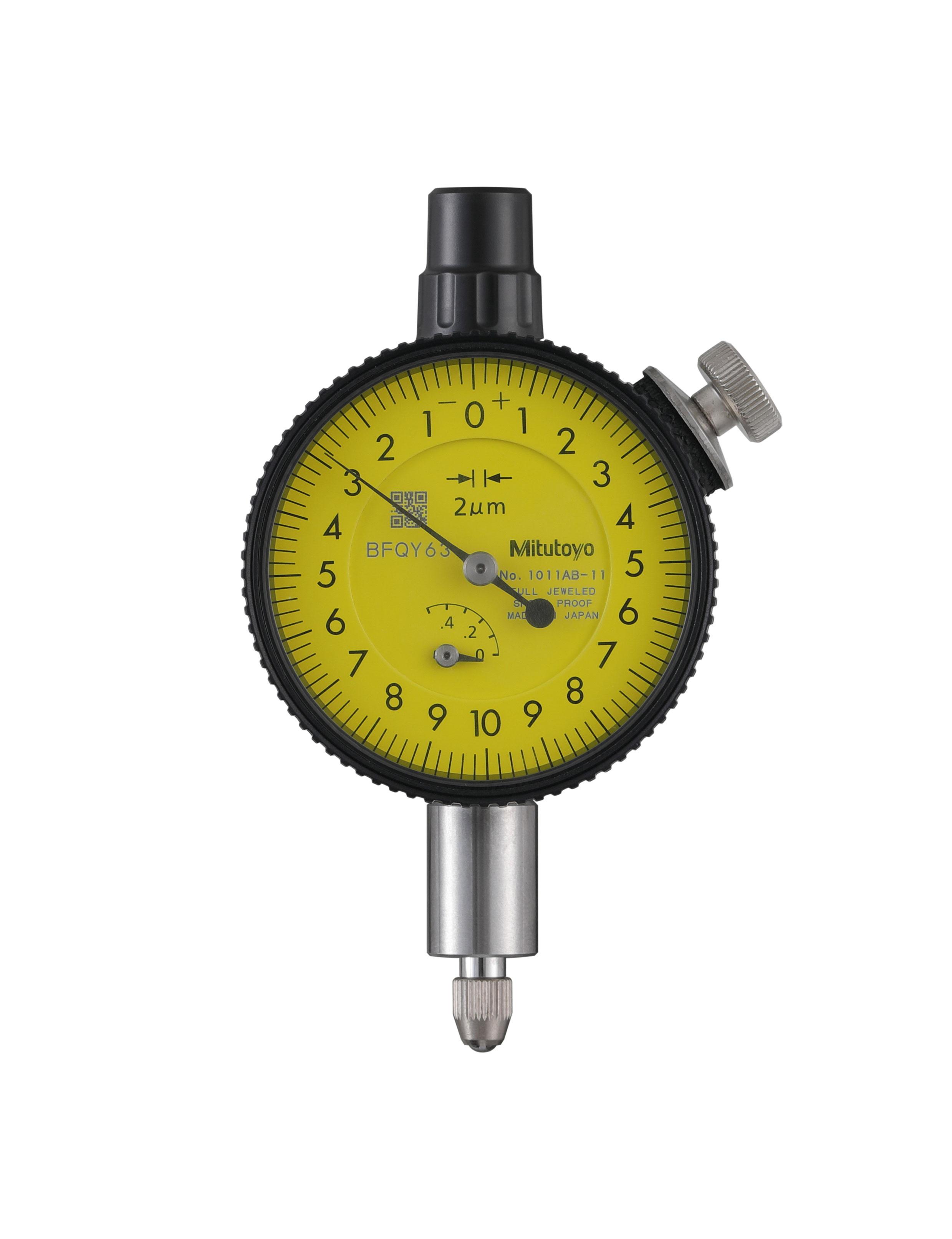 Mitutoyo, 1011AB-11, Dial Indicator, 0.002mm, 0.05mm/(0.2mm per rev) Dial Indicator, 0-10-0, Flat Back, 8mm stem, Series 1