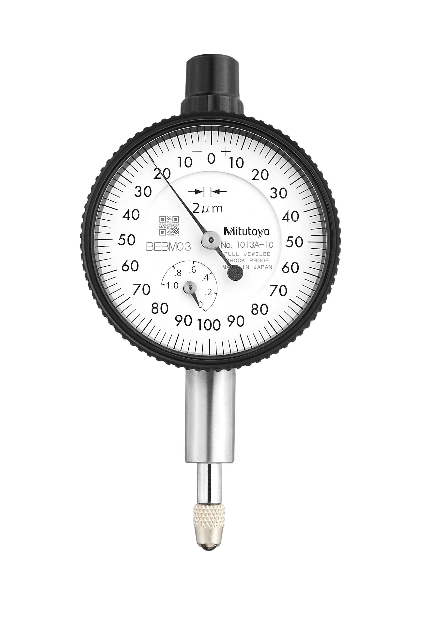 Mitutoyo, 1013A-10, Dial Indicator, 0.002mm, 1mm/(0.2mm per rev) Dial Indicator, 0-100-0, Lug Back, 8mm stem, Series 1