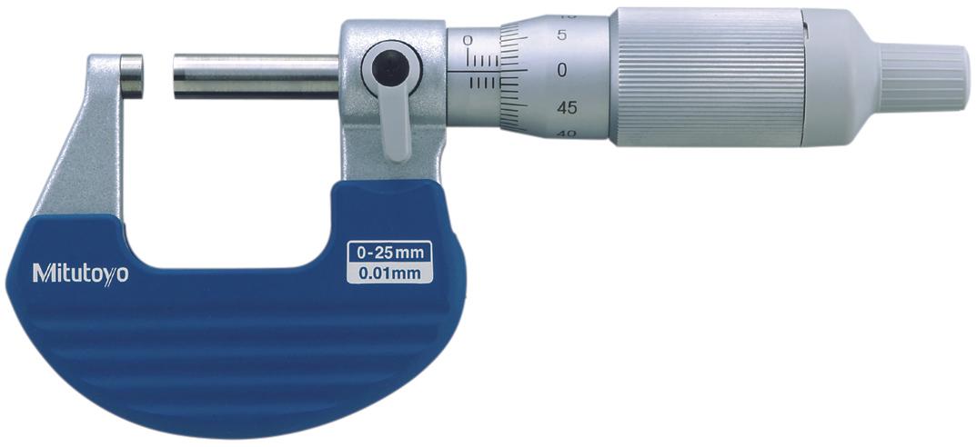 Mitutoyo, 102-701, 0-25,  0.01mm Mechanical Outside Micrometer, Satin Chrome, Smooth Action, Ratchet Thimble