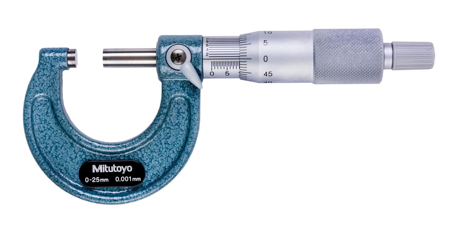 Mitutoyo, 103-129, 0-25,  0.01mm Mechanical Outside Micrometer, Ratchet Stop