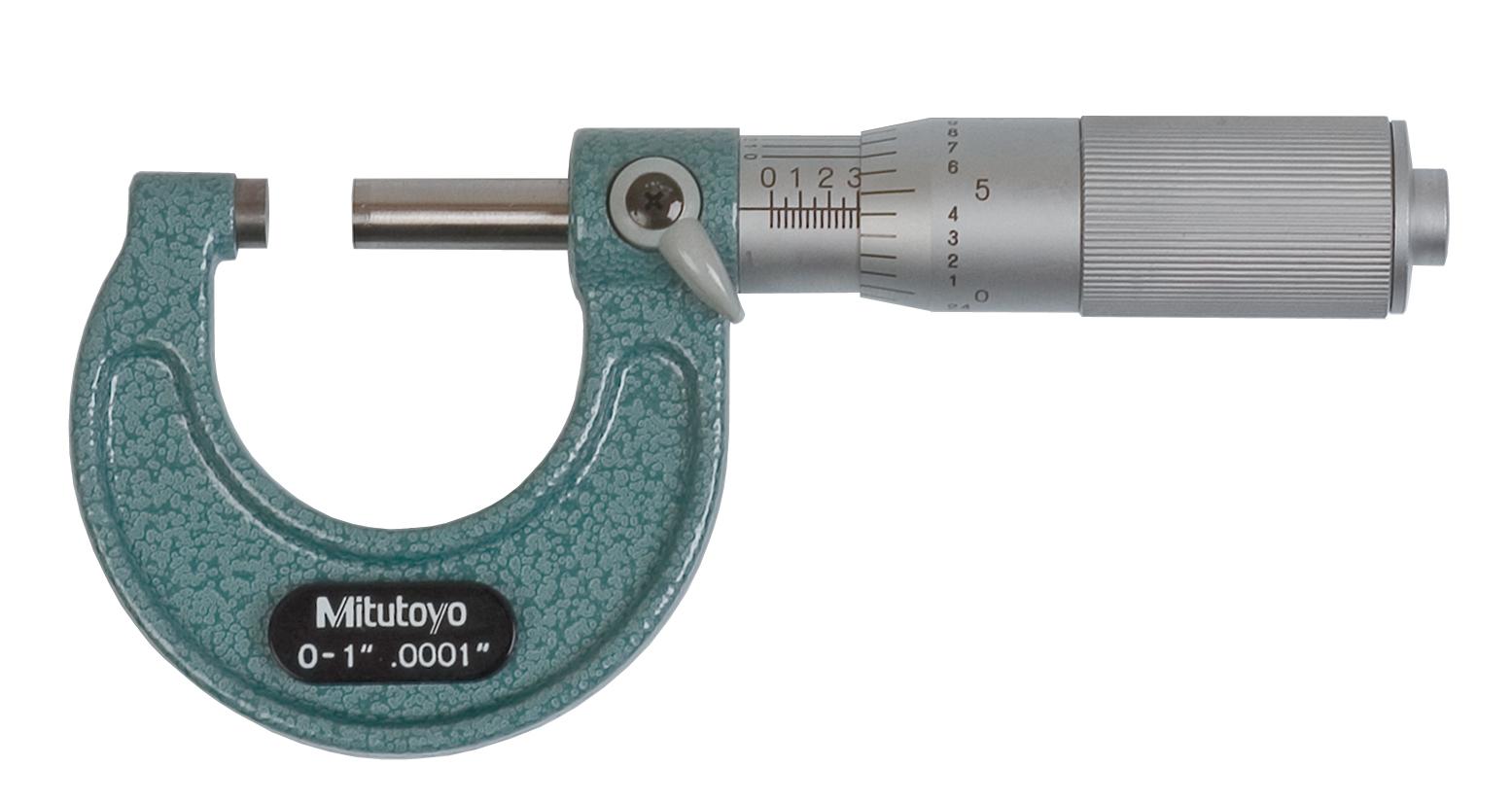 Mitutoyo, 103-135, 0-1 In,  .0001 In Mechanical Outside Micrometer, Hammertone Baked Enamel, Friction Thimble