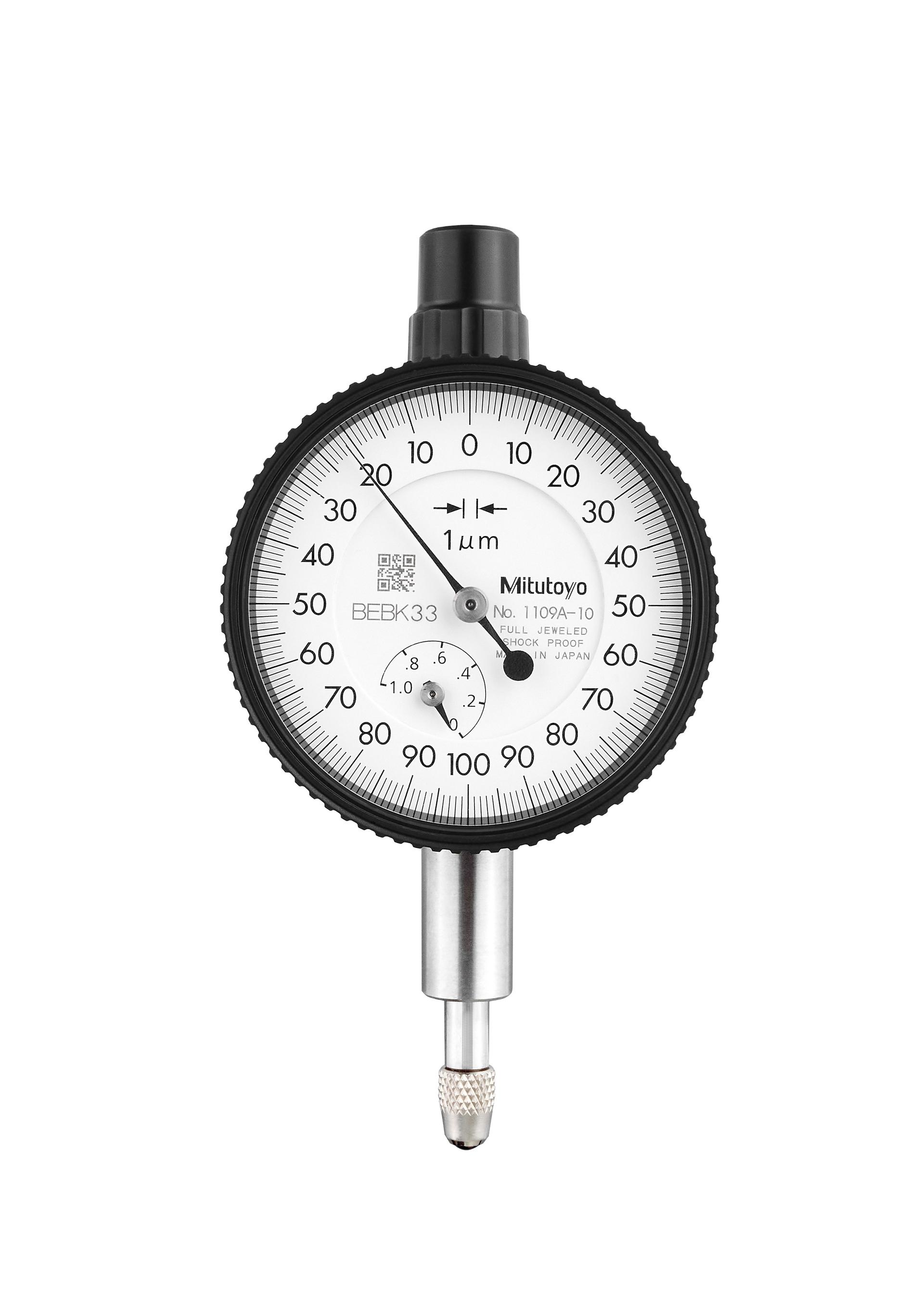 Mitutoyo, 1109A-10, 0.001mm, 1mm Dial Indicator, 0-100-0, Lug Back, 8mm stem, Series 1, Shockproof, Jeweled