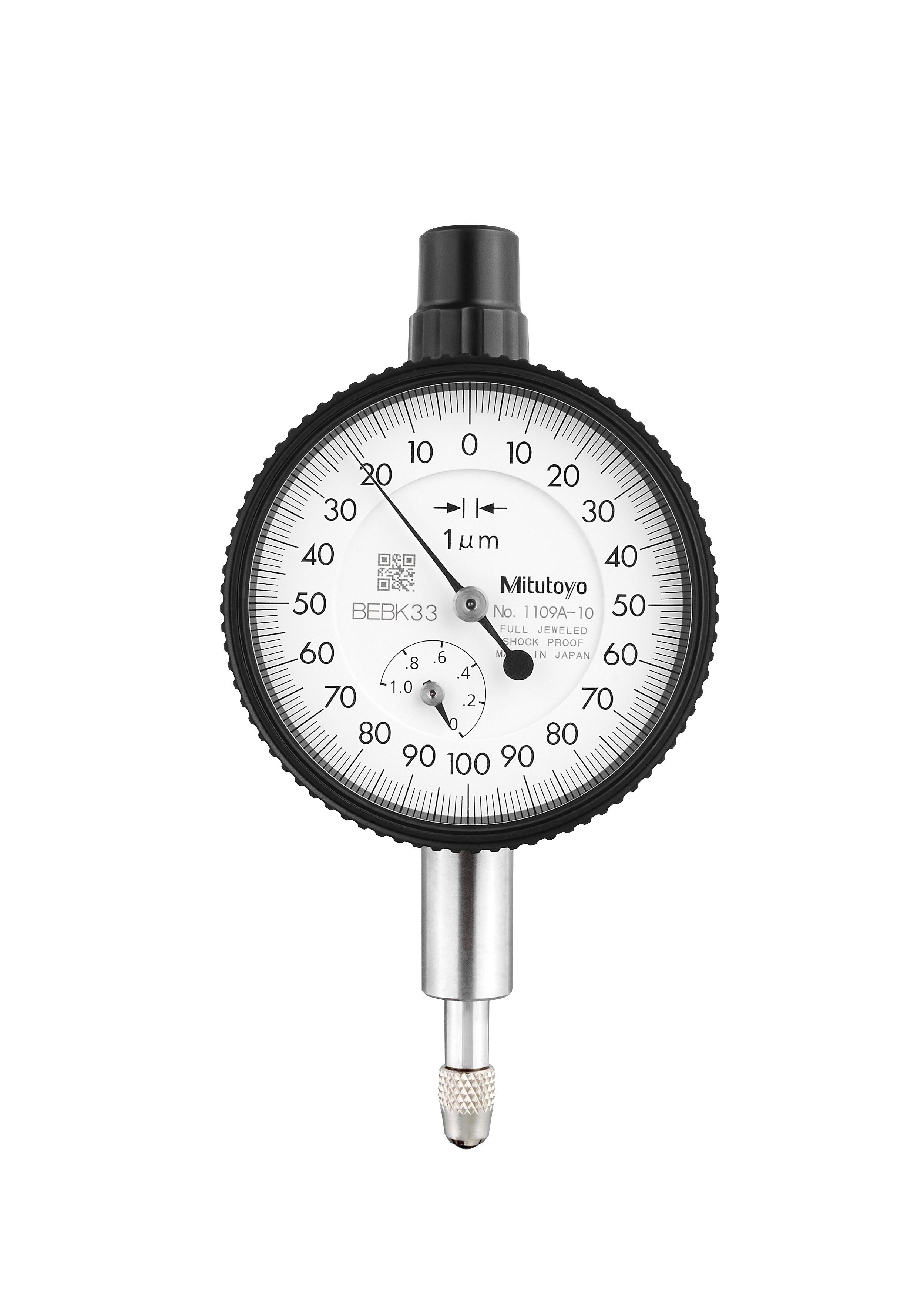 Mitutoyo, 1109A-10, 0.001mm, 1mm Dial Indicator, 0-100-0, Lug Back, 8mm stem, Series 1, Shockproof, Jeweled