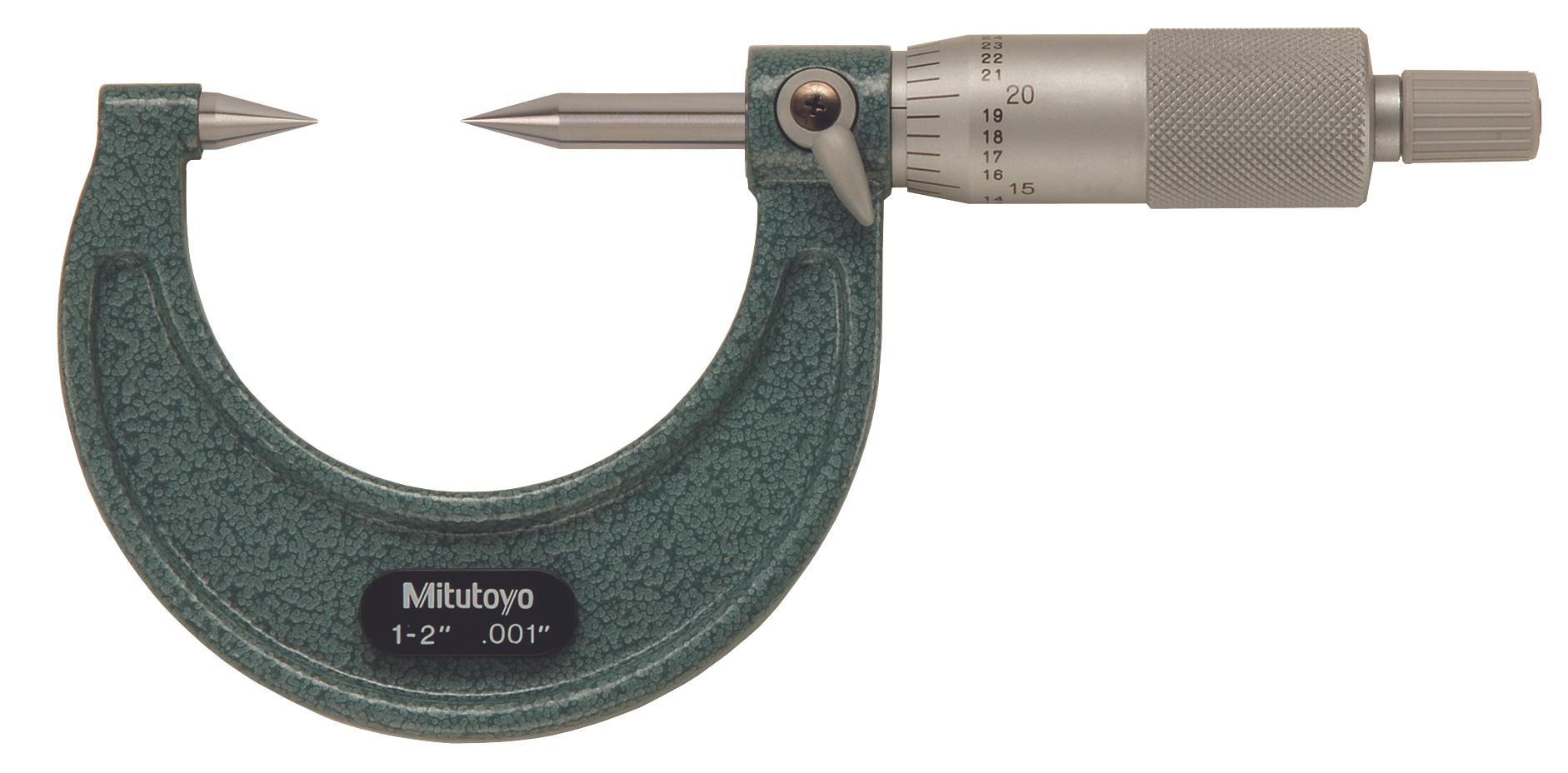 Mitutoyo, 112-226, Point micrometer, pointed spindle and anvil