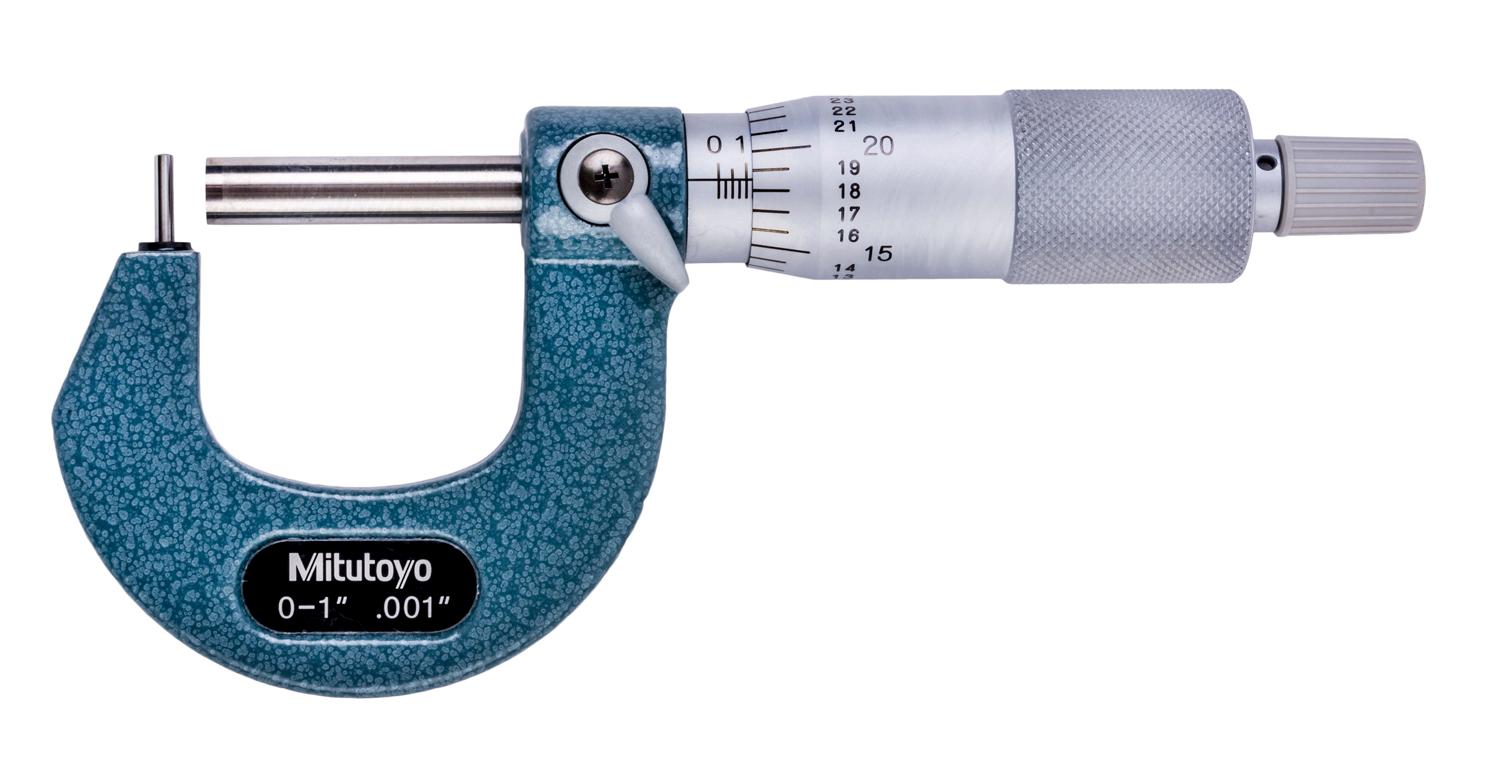 Mitutoyo, 115-305, 0-1 In, .001 In Mechanical Tube Micrometer, .185 In Cylindrical Anvil, Ratchet Stop