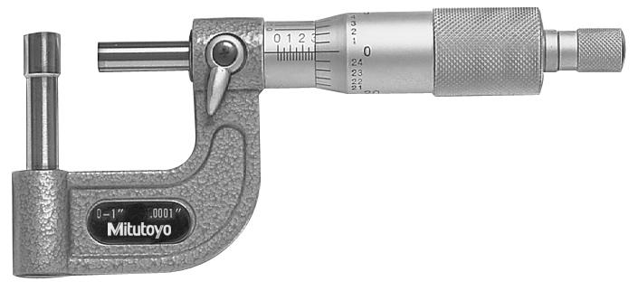Mitutoyo, 115-314, 0-1 In, .0001 In Mechanical Tube Micrometer, Cylindrical Anvil, Ratchet Stop