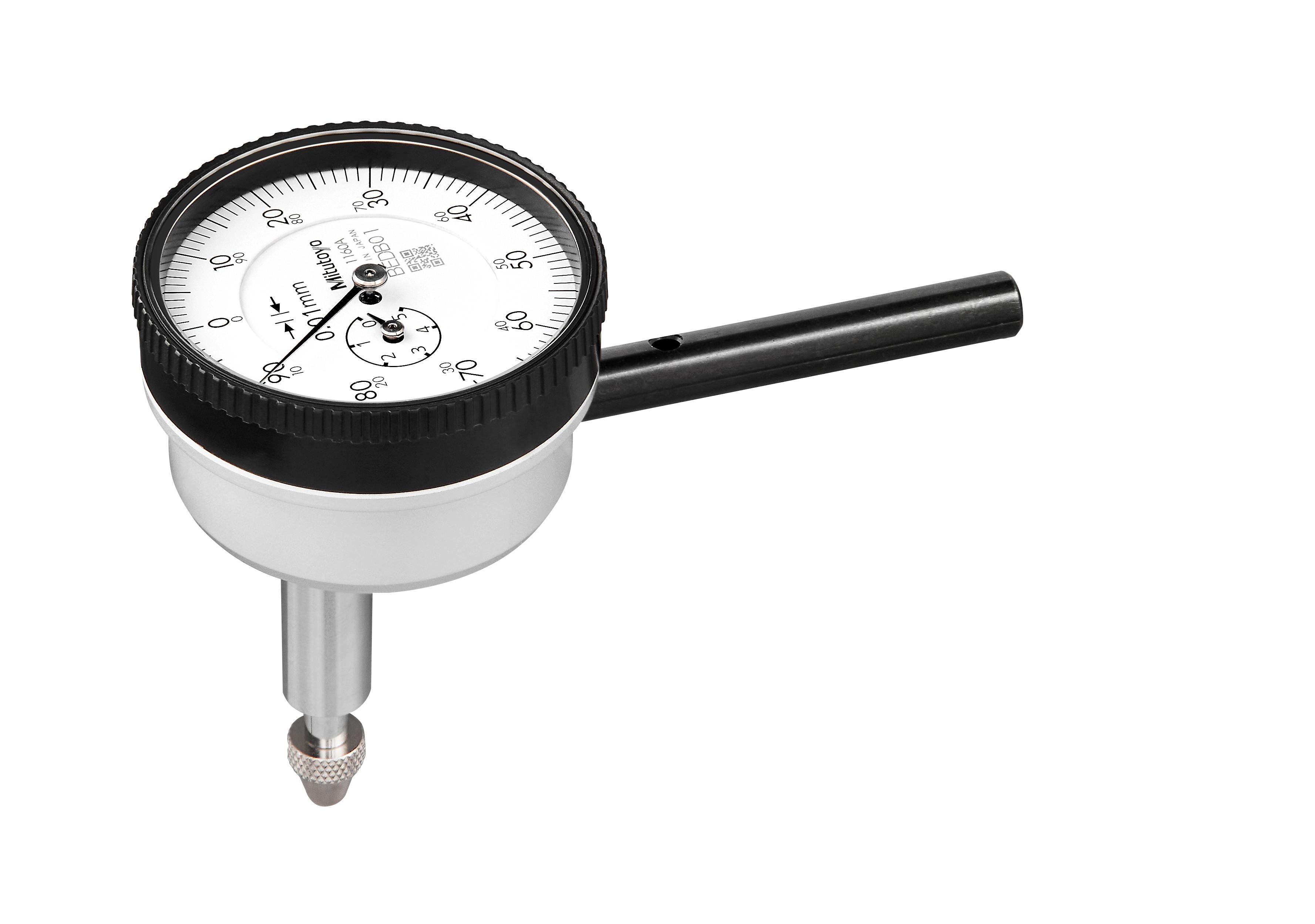 Mitutoyo, 1160A, 0.01mm, 5mm/(1mm per rev) Back Plunger Dial Indicator, 0-100, 8mm stem, Series 1