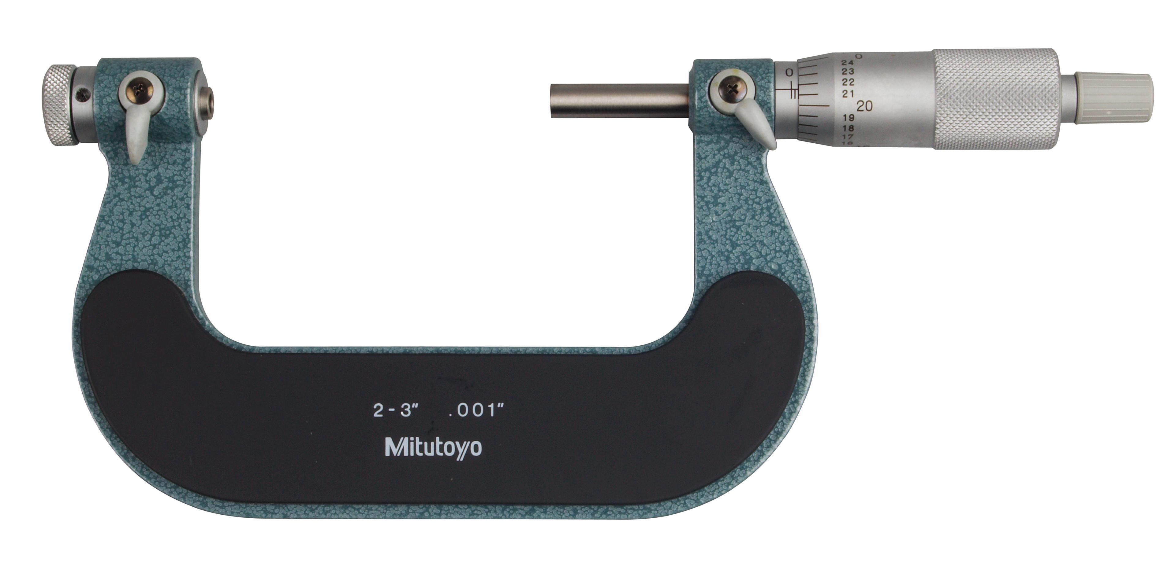 Mitutoyo, 126-139, 2-3 In, .001 In, Mechanical Screw Thread Micrometer, Ratchet Stop, Optional Anvils Available