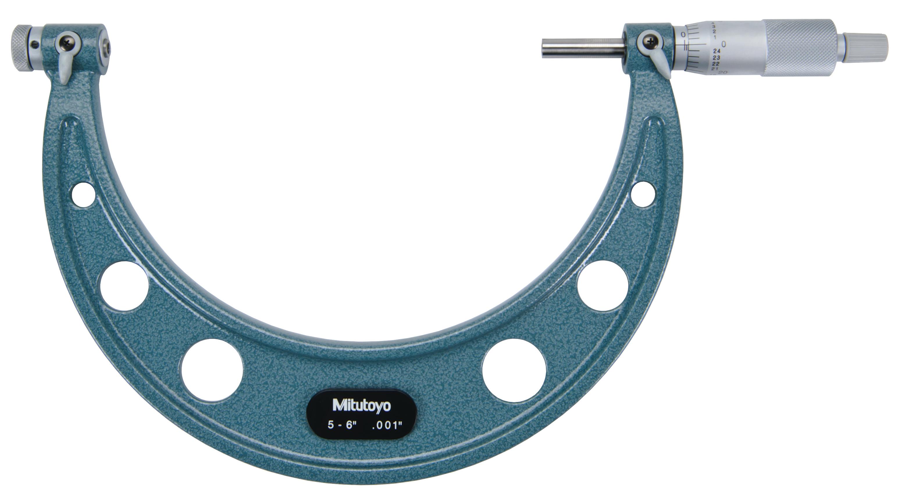 Mitutoyo, 126-142, 5-6 In, .001 In, Mechanical Screw Thread Micrometer, Ratchet Stop, Optional Anvils Available
