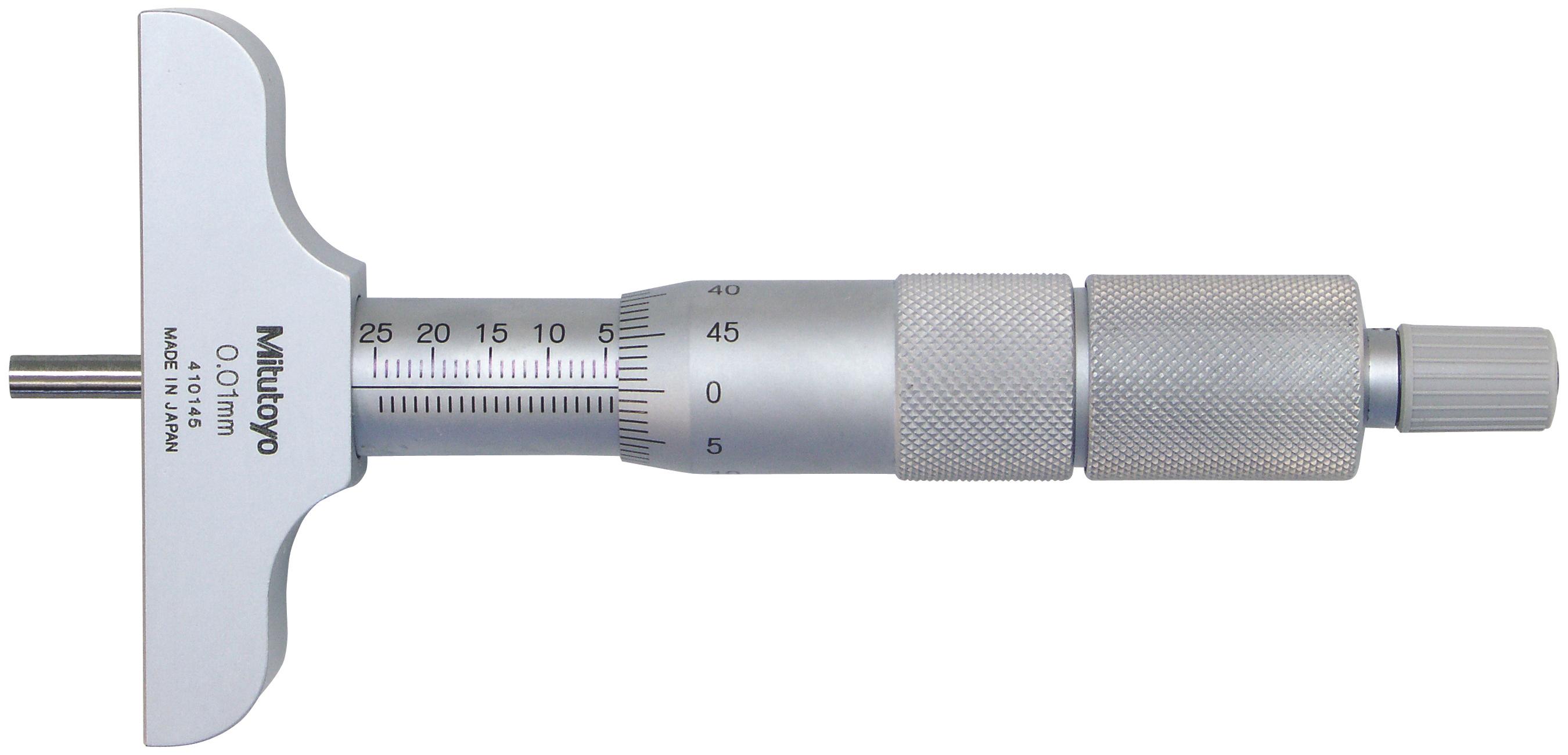 Mitutoyo, 129-153, 0-300mm, 0.01mm Mechanical Depth Micrometer, interchangeable rods, Rod Clamp, 101.6mm Base, Ratchet Stop