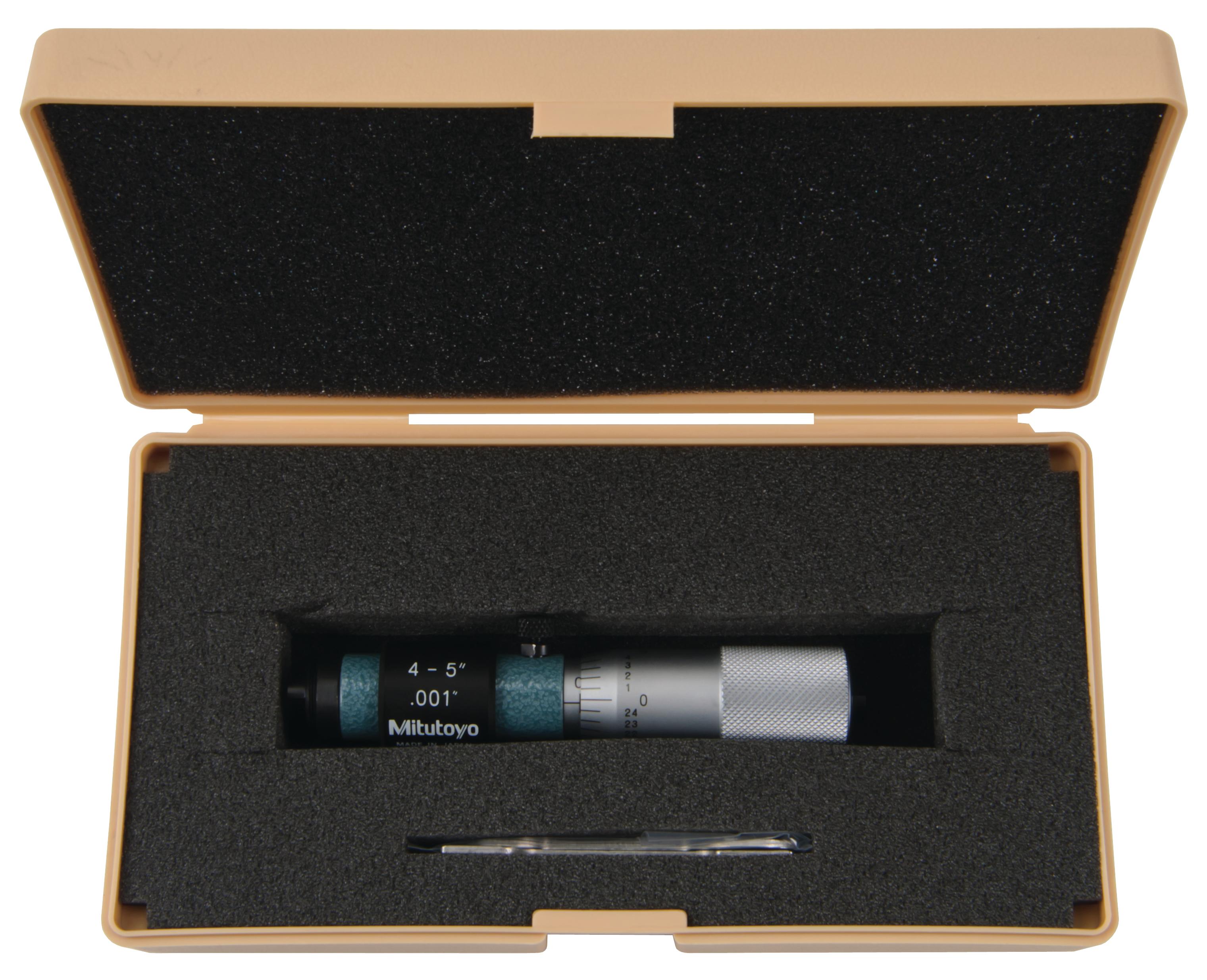 Mitutoyo, 133-225, Tubular Inside Micrometer, single rod type 4-5 Inches Range, .00025 Inches Accuracy