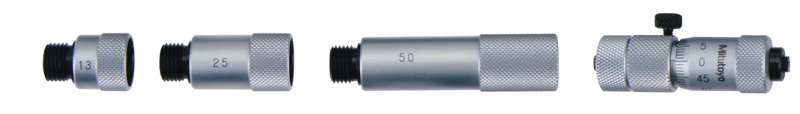Mitutoyo, 137-201, Extension rods 13mm,25mm,50mm for Tubular inside micrometer, 50-150mm Range, 13mm travel of micrometer head