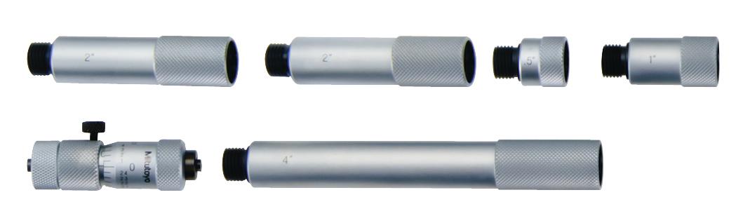 Mitutoyo, 137-212, Extension rods .5in, 1in, 2in (2pcs), 4 inches for Tubular inside micrometer, 2-12 inches Range, .5 inches travel of micrometer head