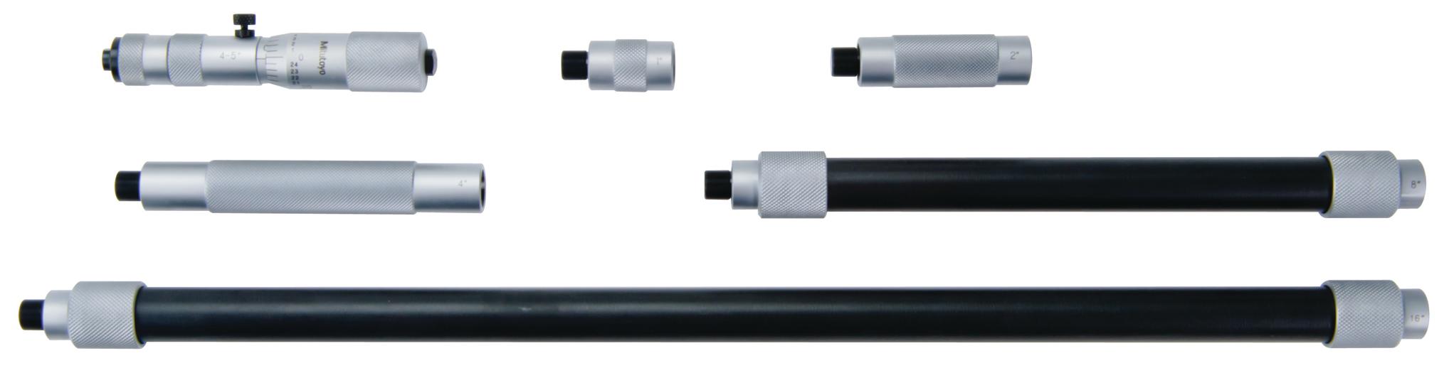 Mitutoyo, 139-179, Mechanical Extension Rod Type Inside Micrometer, Extension Rods (1 In, 2 In, 4 In, 8 In, 16 In) 4-36 In, .001 Inches