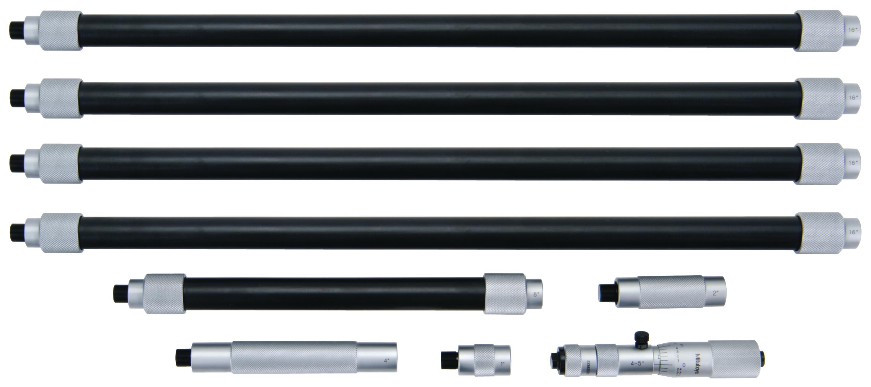 Mitutoyo, 139-182, Mechanical Extension Rod Type Inside Micrometer, Extension Rods (1 In, 2 In, 4 In, 8 In, 16 In(4) 4-84 In, .001 Inches 