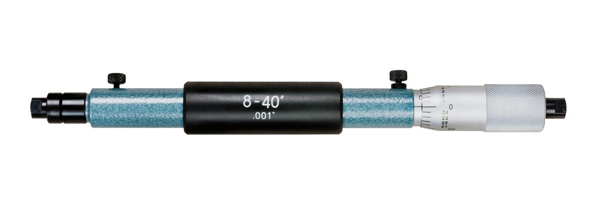 Mitutoyo, 141-122, Mechanical Extension Rod Type Inside Micrometer, Extension Rods (8) 8-40 In, .001 Inch