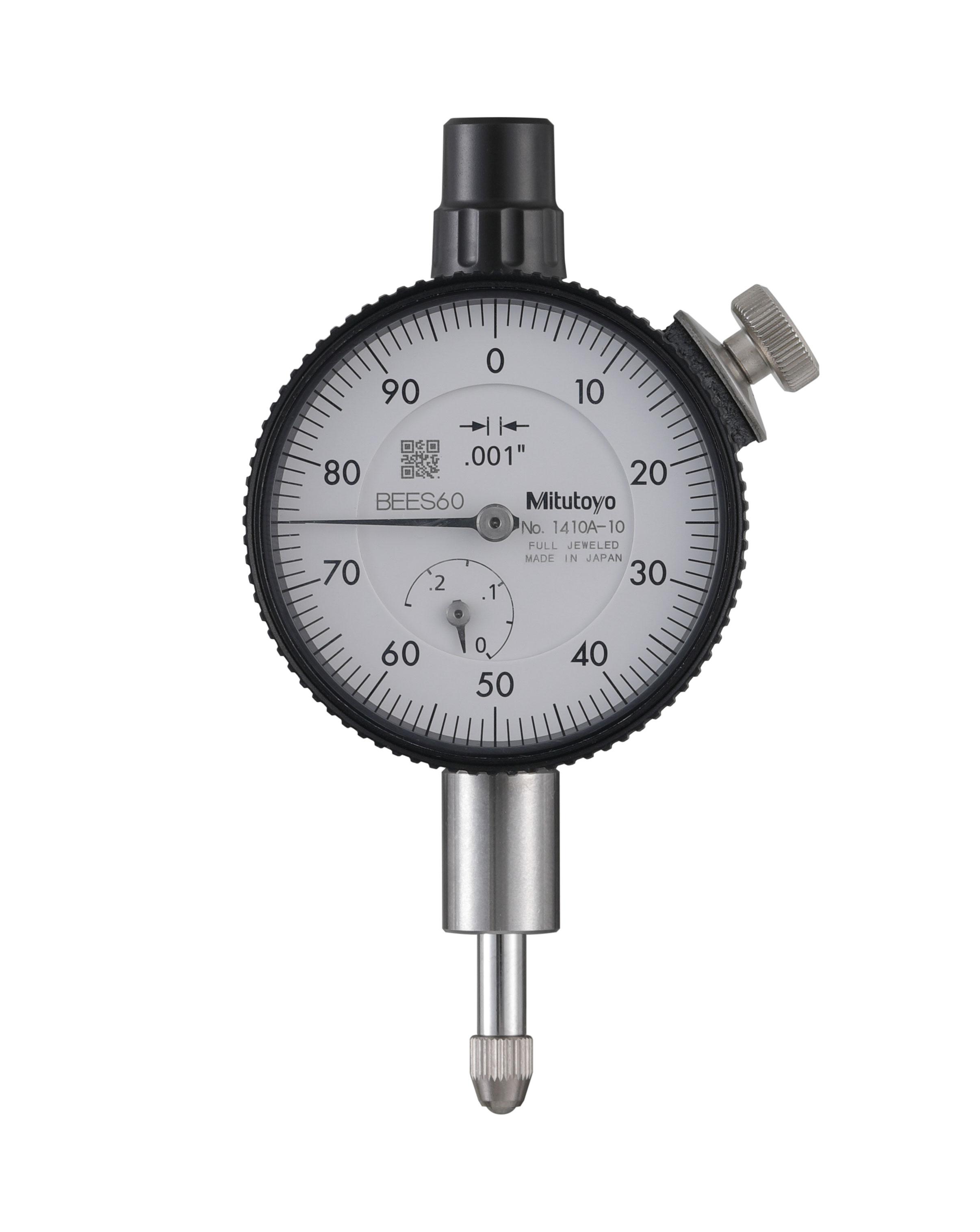 Mitutoyo, 1410A-10, Dial Indicator, 0-100, Lug Back, 3/8 In stem, Series 1, Jeweled .001 In, .25 In/(.1 In per rev)