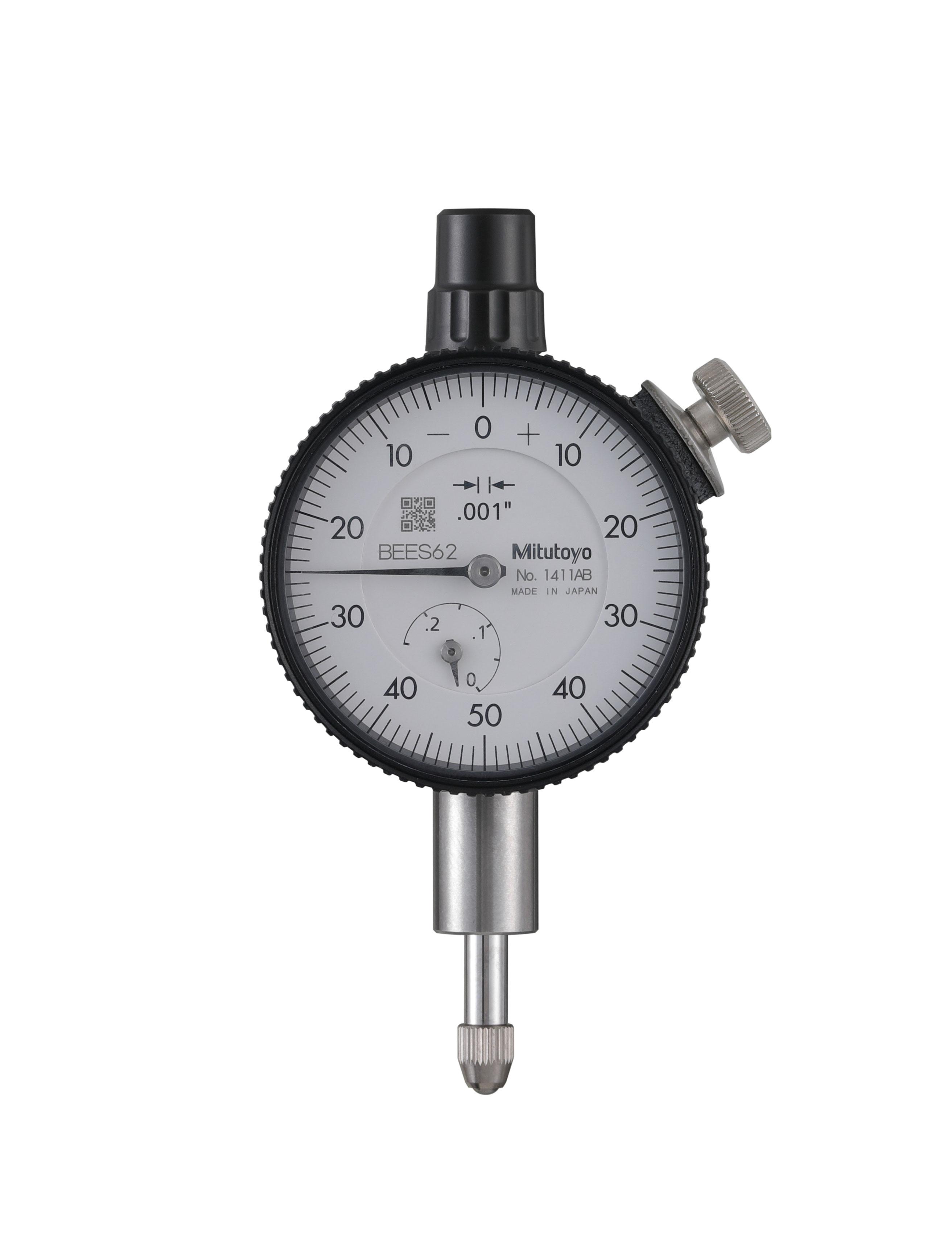Mitutoyo, 1411AB, Dial Indicator, 0-50-0, Flat Back, 3/8 In stem, Series 1 .001 In, .25 In/(.1 In per rev)
