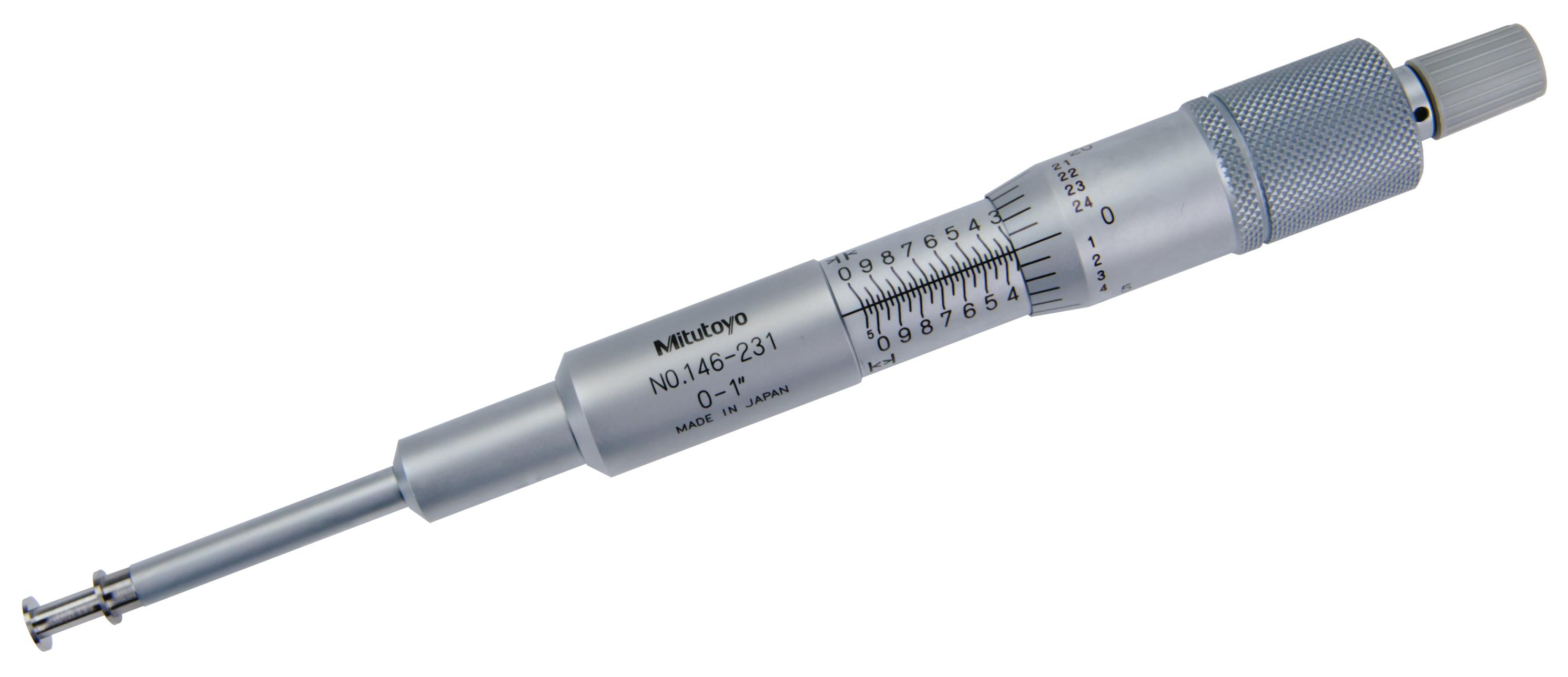 Mitutoyo, 146-231, Mechanical Groove Micrometer, .25 In Diameter Flange, Non-Rotating Spindle, 0-1 In(OD)/.055-1.05 In(ID), .001 Inch  