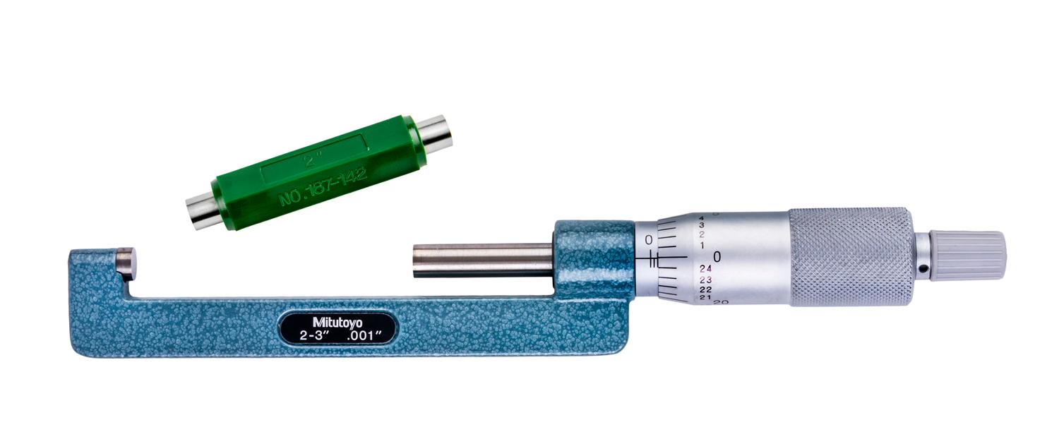 Mitutoyo, 147-353, Mechanical Hub Micrometer 2-3 inches range, .001 inches graduation, .0001 inches accuracy