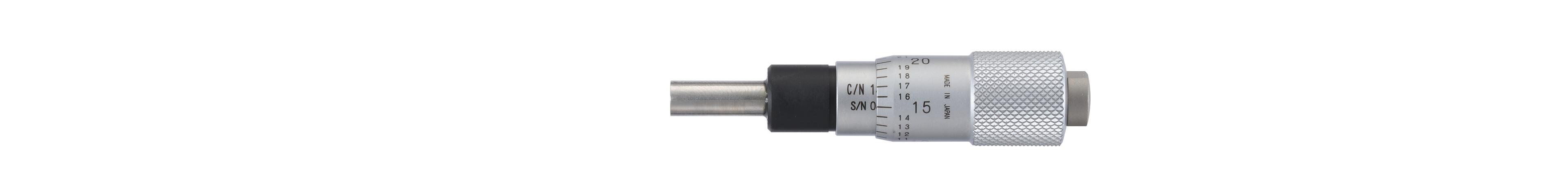 Mitutoyo, 148-112-10, Micrometer Head, common type, small size. 0-.5 inch range, .0001 inch accuracy, .375 inch stem diameter, Plain stem  flat