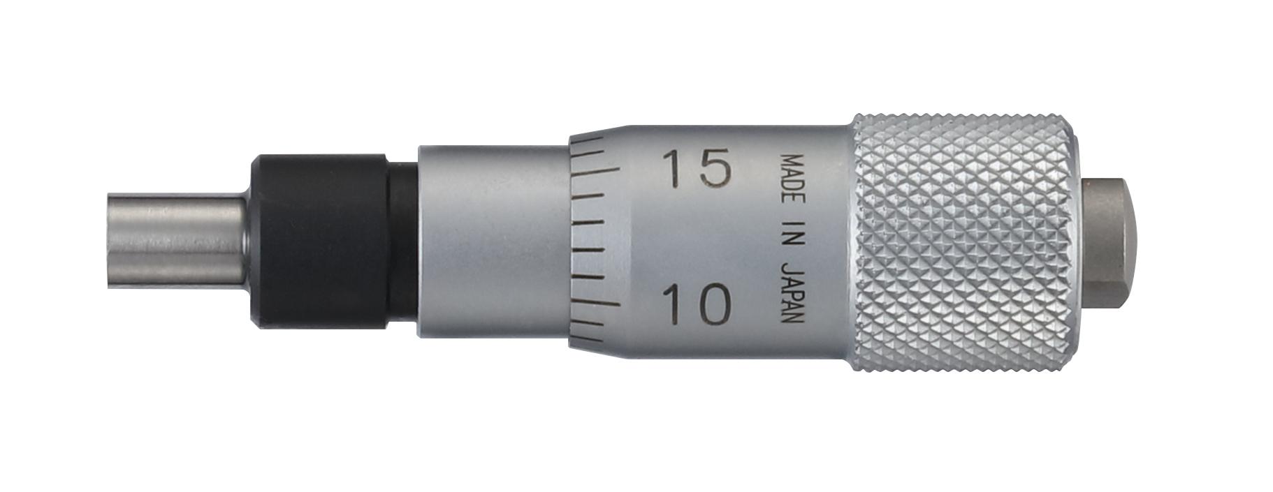 Mitutoyo, 148-202-10, Mechanical Micrometer Head, .25 In Diameter Plain Stem, Flat Spindle Face 0-.25 In, .001 In