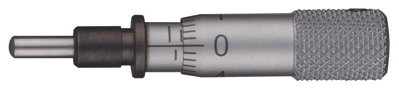 Mitutoyo, 148-215, Micrometer head, ultra-small type,0-5mm range, 5um accuracy, 3.5 stem diameter, plain stem, flat spindle face, reverse reading