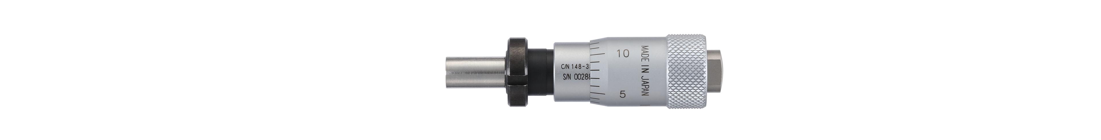 Mitutoyo, 148-358-10, Mic Head, 0-.5", .001", Flat, w/Clamp Nut, .375", Large Thimble-.59"