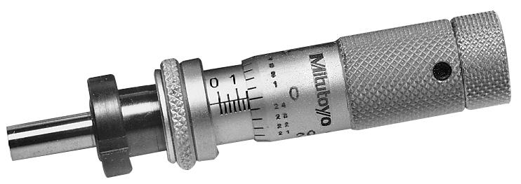 Mitutoyo, 148-502, 0-.5 In, .001 In, Mechanical Micrometer Head, .375 In Diameter Stem with Clamp Nut, Flat Spindle Face, Spindle Lock, Zero-Adjust Thimble
