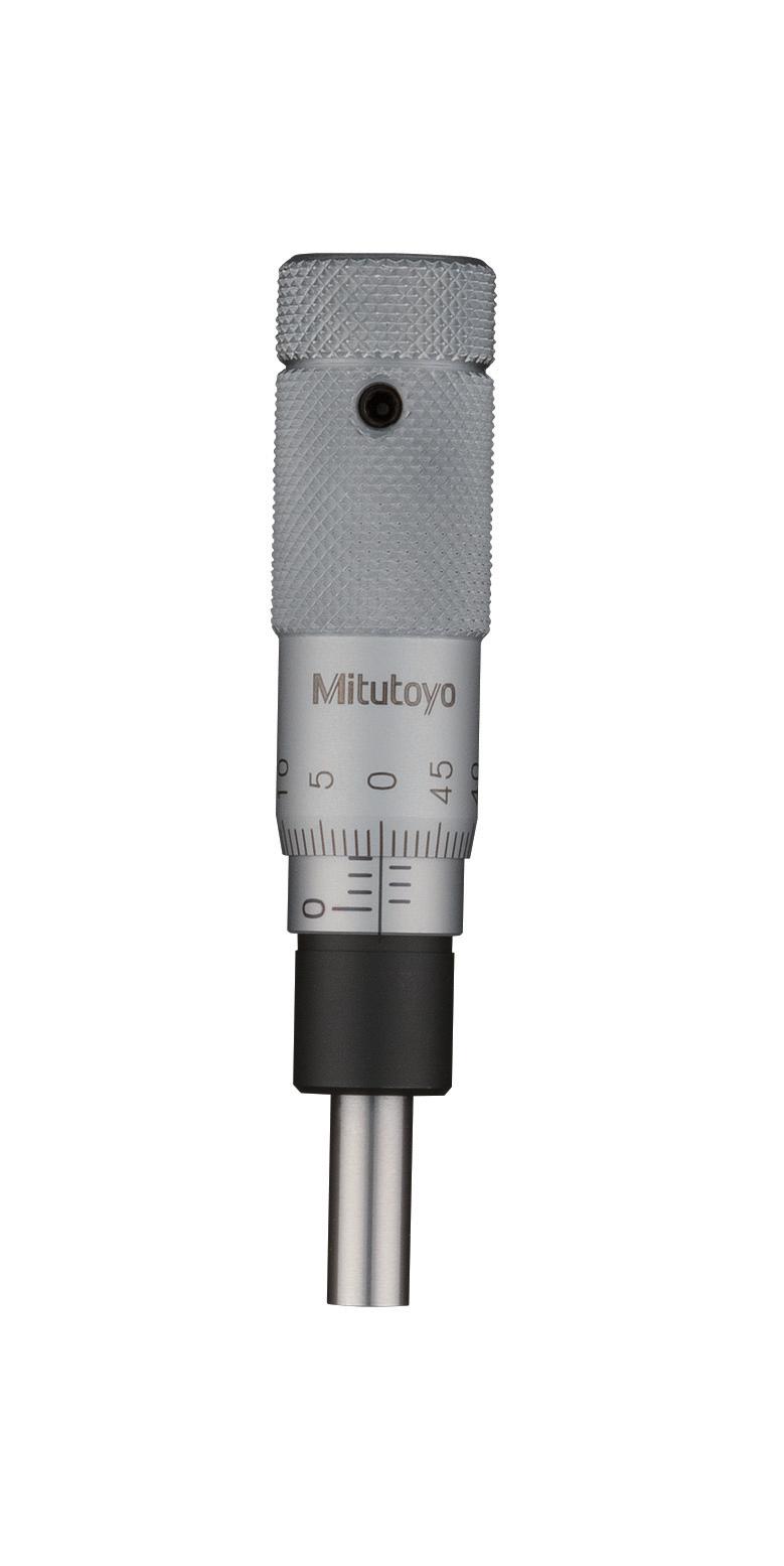 Mitutoyo, 148-503, 0-13mm, 0.01mm, Mechanical Micrometer Head, 9.5mm Diameter Plain Stem, Flat Spindle Face, Spindle Lock, Zero-Adjust Thimble