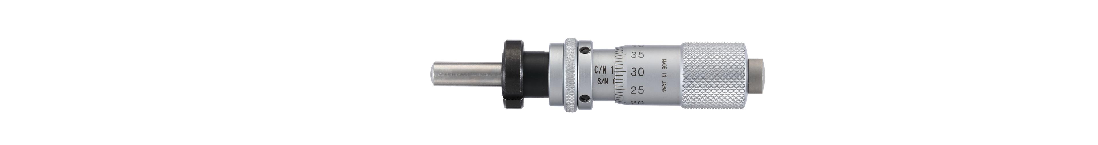 Mitutoyo, 148-804-10, Mic Head, 0-13mm, 0.01mm, Spherical Face, w/Clamp Nut, 9.5mm, Spindle Lock