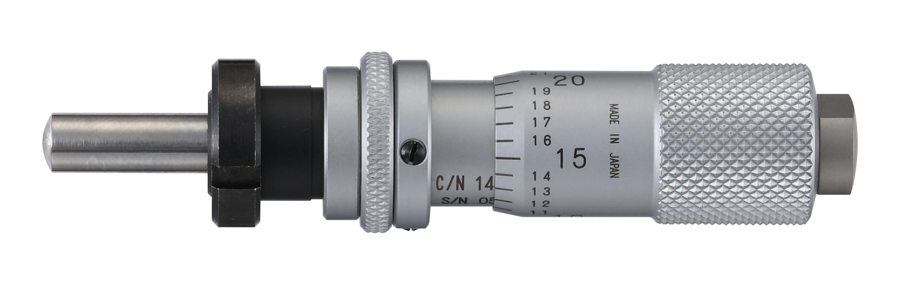 Mitutoyo, 148-814-10, Mic Head, 0-.5", .001", Spherical Face, w/Clamp Nut, .375", Spindle Lock