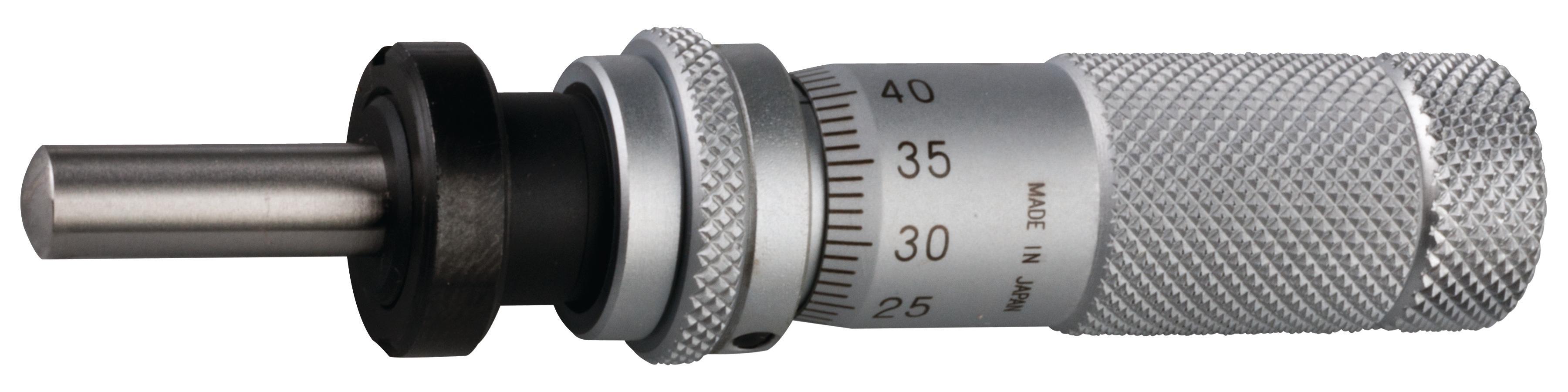 Mitutoyo, 148-854, 0-13mm, 0.01mm, Mechanical Micrometer Head, 9.5mm Diameter Stem with Clamp Nut, Spherical (SR4) Spindle Face, Spindle Lock, Zero-Adjust Thimble