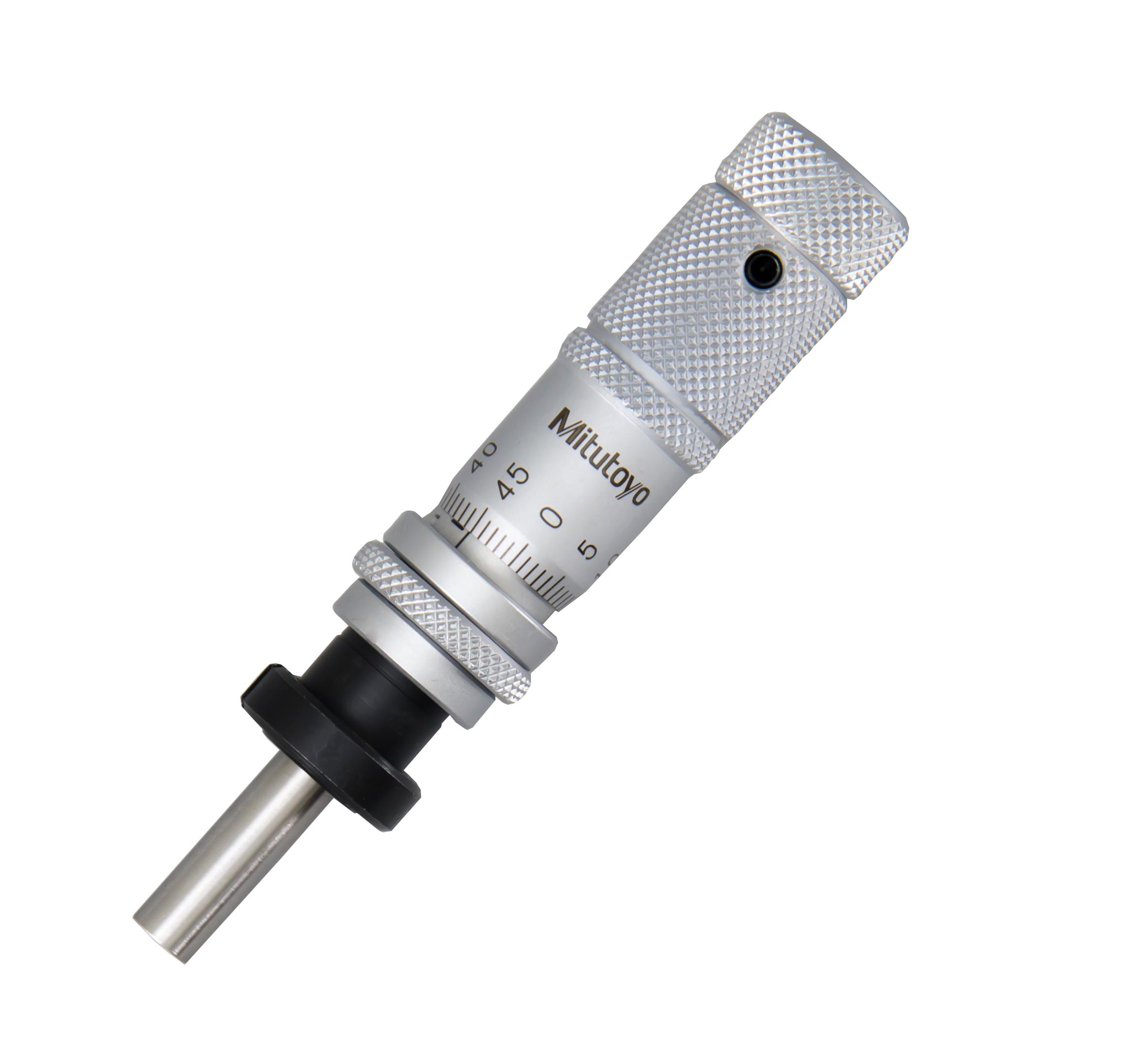 Mitutoyo, 148-864, 0-13mm, 0.01mm, Mechanical Micrometer Head, 9.5mm Diameter Stem with Clamp Nut, Spherical (SR4) Spindle Face, Spindle Lock, Zero-Adjust Thimble, Reverse Read