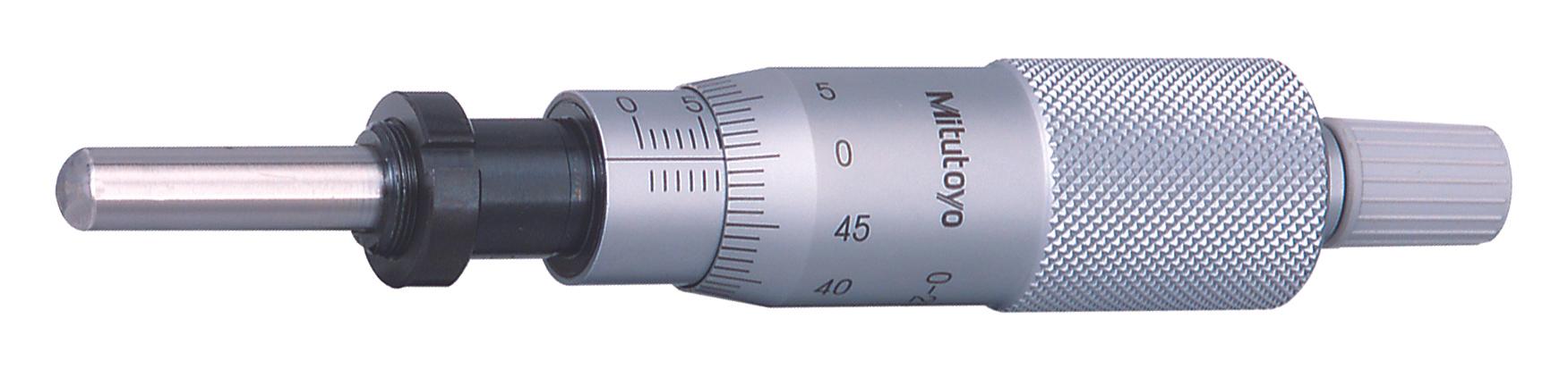 Mitutoyo, 150-802, 0-25mm, 0.01mm, Mechanical Micrometer Head, 10mm Diameter Stem with Clamp Nut, Spherical (SR4) Spindle Face