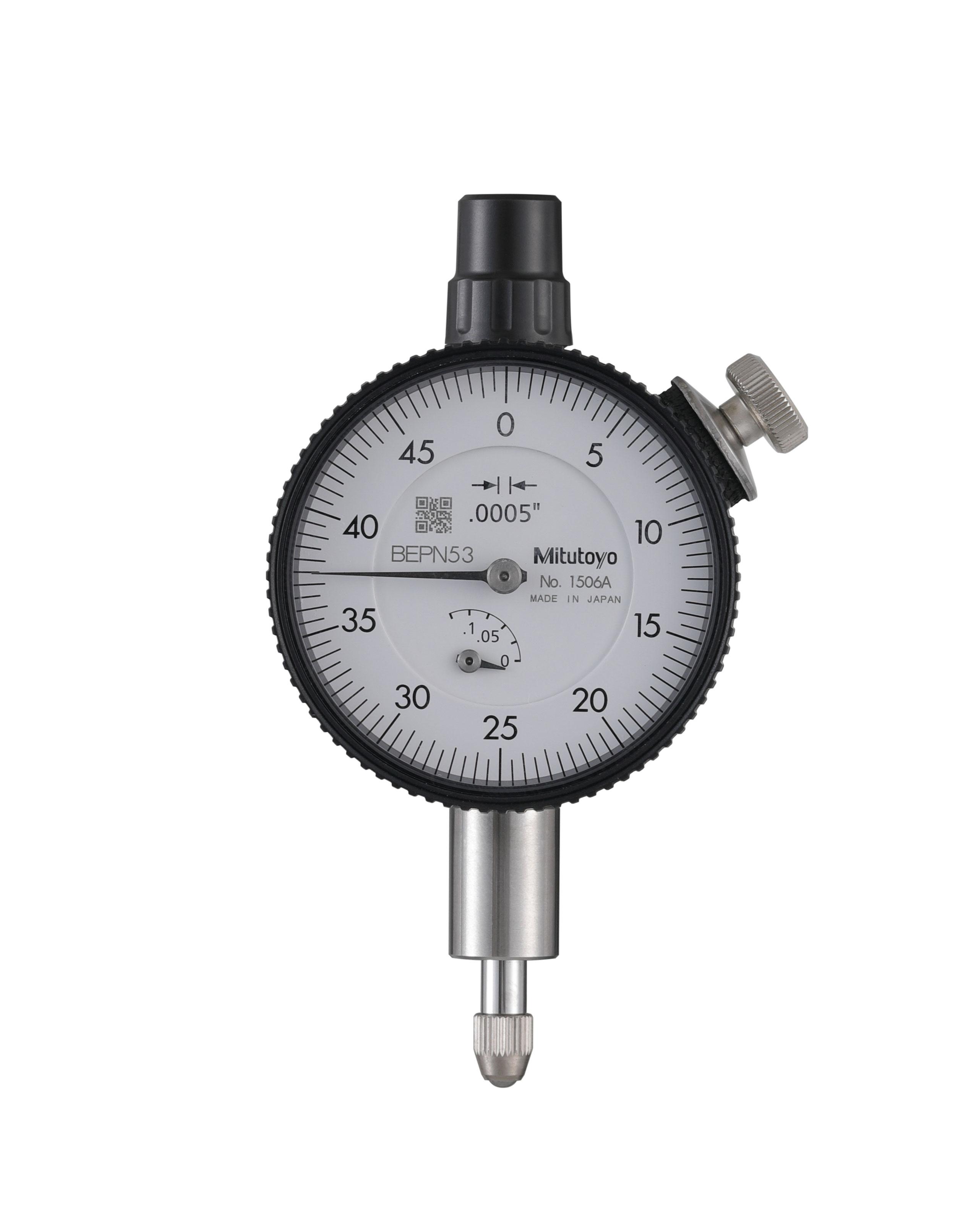 Mitutoyo, 1506A, .0005 In, .125 In/(.05 In per rev) Dial Indicator, 0-50, Lug Back, 3/8 In stem, Series 1