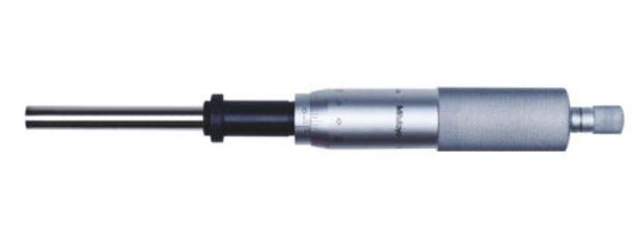 Mitutoyo, 151-272, 0-2 In, .001 In, Mechanical Micrometer Head, .5 In Diameter Plain Stem, 8mm Diameter Flat Carbide Tipped Spindle Face