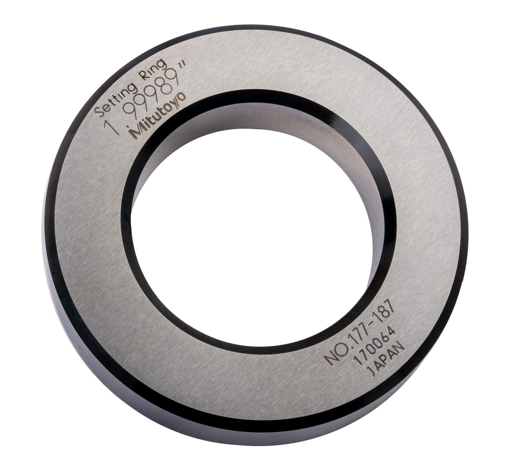 Mitutoyo, 177-187, Setting ring, for inside micrometers, holtest/dial bore gages, 2in nominal diameter, 85mm diameter, 20mm T, Type A, 3.5mm distance from side face H, 13mm size of warranted cal surface K