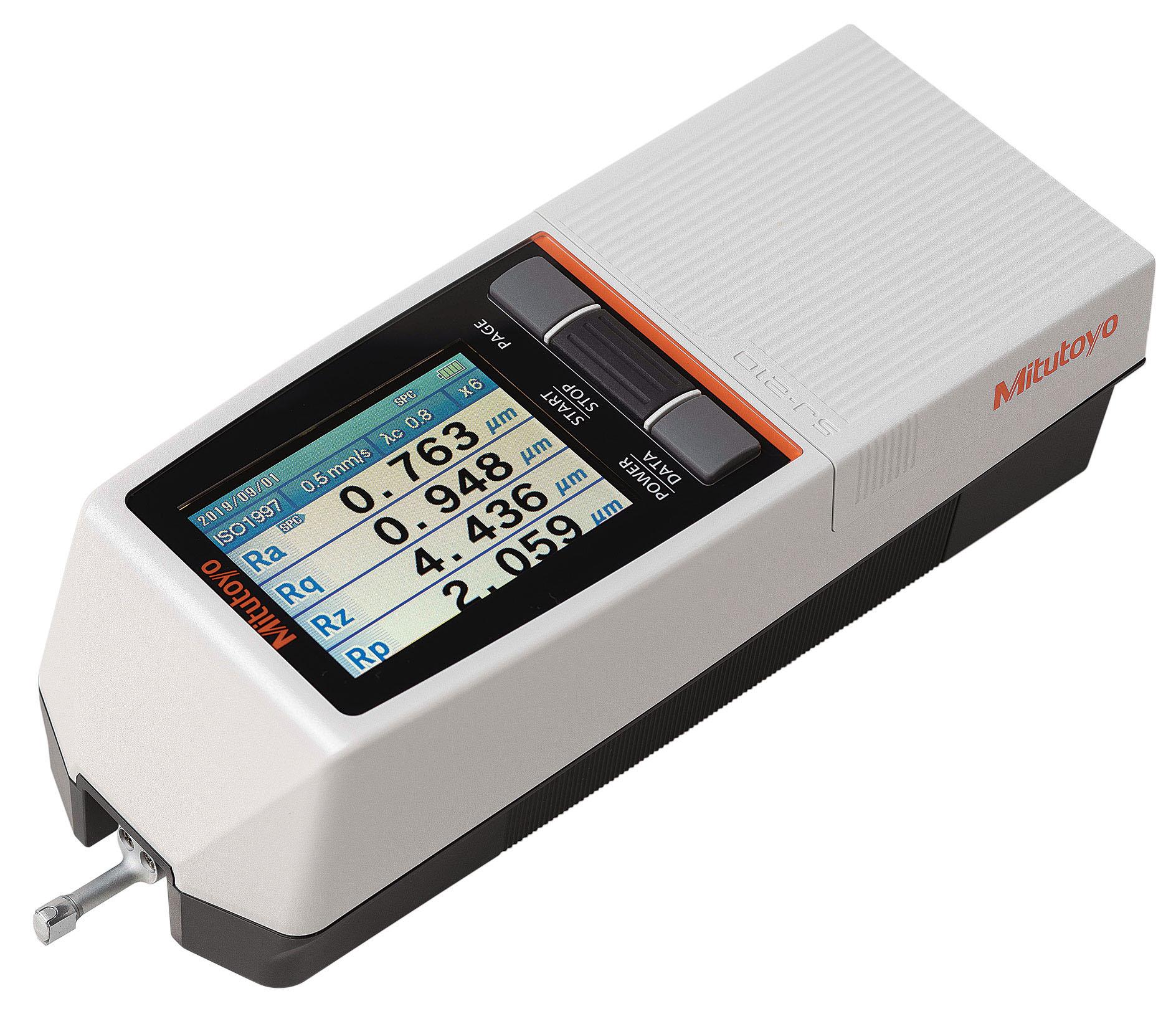 Mitutoyo, 178-565-12A, Surftest SJ-210 Inch/mm, portable surface roughness tester, transverse tracing type (178-233-2) drive unit, 4mN type detector,  compact type (178-253A), 90 detector tip, 5um stylus tip, 4mN detector measuring force
