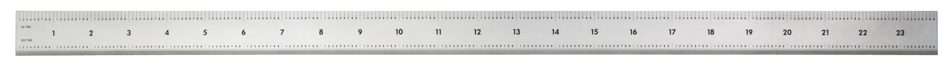 Mitutoyo, 182-163, 24 In, 5R Steel Rule, 1  3/16 In  Wide, Rigid, Satin Chrome Finish Tempered Stainless Steel, (1/32, 1/64, 1/10, 1/100)
