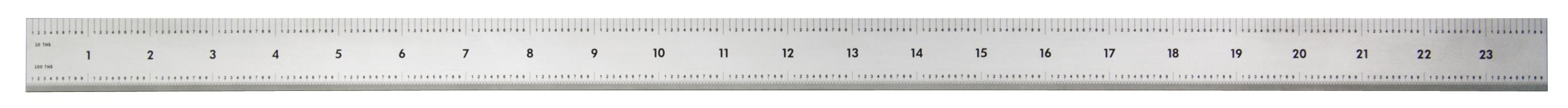 Mitutoyo, 182-163, 24 In, 5R Steel Rule, 1  3/16 In  Wide, Rigid, Satin Chrome Finish Tempered Stainless Steel, (1/32, 1/64, 1/10, 1/100)