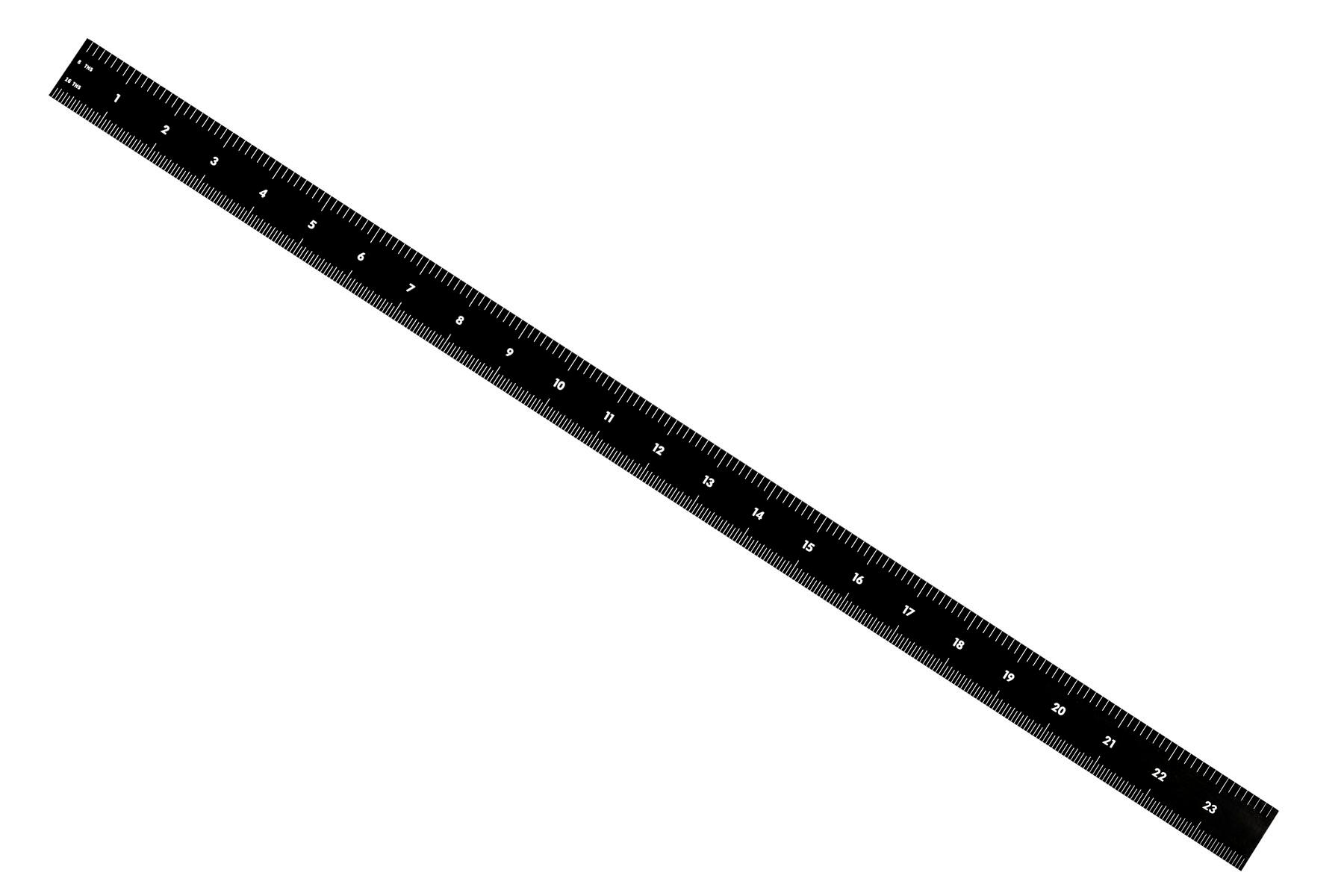 Mitutoyo, 182-166, 24 In, 4R Steel Rule, 1  3/16 In  Wide, Rigid, Black Chrome Finish tempered Stainless Steel, (1/8, 1/16, 1/32, 1/64)